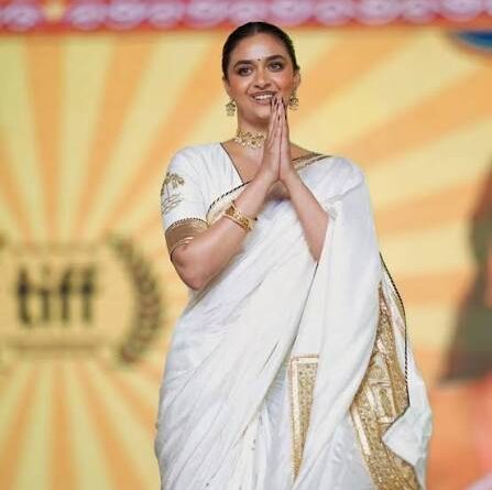 Keerthy Suresh brings traditional elegance to trailer launch in embroidered white saree