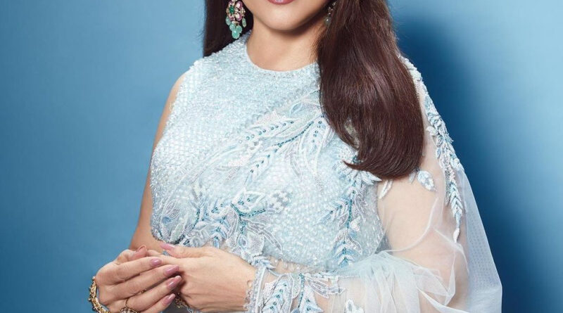 Madhuri Dixit brings pastel chikankari elegance to Manish Malhotra sari
